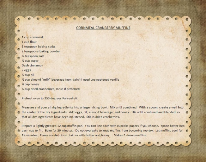 cornmeal cranberry muffins recipe